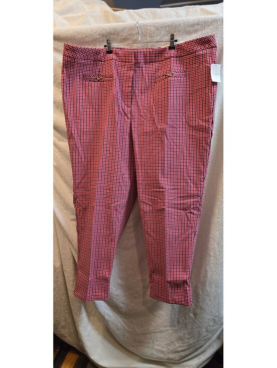 Cato Pants - Cato Plus Sportswear Slim Hi-Rise Pants 26W Pink Red Black Houndstooth